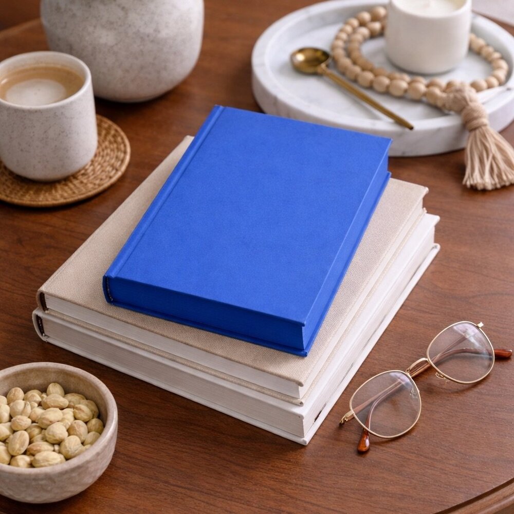 Printworks Backgammon Coffee Table Game Blue Book Decor Set Complete Modern Gift